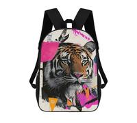 sinyumoney Bold Tiger Art Print Sac À Dos Scolaire Pour Enfants, 43 Cm (17 Pouces), Imprimé En 3D, Pour Garçons, Élèves Du Primaire Et Du Collège