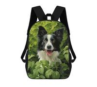 sinyumoney Border Collie in Green Sacs À Dos Pour Enfants, Sac À Dos Scolaire Imprimé En 3D Pour Enfants, Sac À Dos De Voyage, Sac À Livres Pour Enfants 17inch Sac D'école