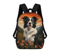 sinyumoney Border Collie in Mountain Landscape Sacs À Dos Tendance Imprimés En 3D 17inch Sac D'école Décontracté Pour Enfants, Garçons, Élèves Du Primaire Et Du Collège