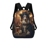 sinyumoney Border Collie in The Pub Sac À Dos Scolaire Pour Enfants Imprimé En 3D, Idéal Pour Les Voyages Et Les Lectures, Pour Les Garçons Et Les Élèves Du Primaire 17inch