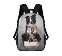 sinyumoney Border Collie on Toilet Sac À Dos Scolaire Pour Enfants Imprimé En 3D, Idéal Pour Les Voyages Et Les Lectures, Pour Les Garçons Et Les Élèves Du Primaire 17inch