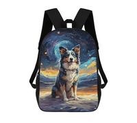 sinyumoney Border Collie Starry Night Sac À Dos Scolaire Imprimé En 3D Pour Garçons Et Filles, Sac À Dos Pour Enfants, Sac De Voyage 17inch