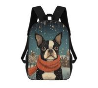 sinyumoney Boston Terrier Art Piece Sac À Dos Enfant, Cartable Imprimé En 3D Pour Garçons Et Adolescents 17inch