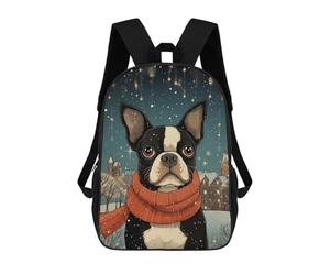 sinyumoney Boston Terrier Art Piece Sac À Dos Scolaire Imprimé En 3D Pour Enfants, Sac À Dos Garçon/fille, Sac De Voyage Pour Enfants 17inch