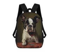 sinyumoney Boston Terrier Wine Sacs À Dos Imprimés En 3D Pour Enfants, Sacs D'école Tendance Pour Garçons, Sacs De Voyage, Sacs Scolaires Pour Élèves Du Primaire 17inch