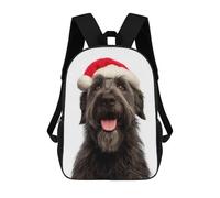 sinyumoney Bouvier Des Flandres Dog with Santa Hat Sac À Dos, Cartable Imprimé En 3D, Sac À Goûter, Sac À Dos De Voyage, Sac À Dos Entre Amis, Sac À Dos Scolaire Pour Filles Et Garçons 17inch
