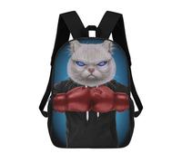 sinyumoney Boxer White Cat Sac À Dos Imprimé En 3D Pour Enfants, Sac À Dos Scolaire, Sac À Dos De Voyage Pour Enfants, Sac À Livres Grande Capacité, Sac À Dos Pour Enfants 17inch