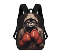 sinyumoney Boxing Cat with Gloves Sacs À Dos Scolaires Pour Enfants, Sac D'école Imprimé En 3D Pour Garçons, Élèves Du Primaire Et Du Collège 17inch