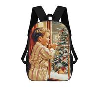 sinyumoney Boy Gazing at Christmas Tree Sac À Dos Scolaire Enfant Tendance Et Décontracté, Sac À Dos Imprimé En 3D Pour Garçon, Grand Sac À Dos 17inch