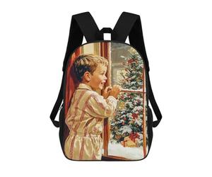 sinyumoney Boy Gazing at Christmas Tree Sac À Dos Scolaire Enfant Tendance Et Décontracté, Sac À Dos Imprimé En 3D Pour Garçon, Grand Sac À Dos 17inch
