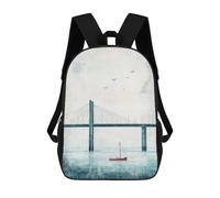 sinyumoney Bridge And Sailboat Sacs À Dos Décontractés Pour Enfants, Sacs D'école Pour Adolescents, Filles Et Garçons, Sacs À Dos Pour Livres 17inch