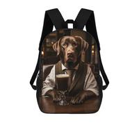 sinyumoney Brown Labrador at The Bar Sac À Dos Scolaire Pour Adolescents, Imprimé En 3D, Ajustable, À Poches Tendance, Pour Enfants, Garçons, Filles, Étudiants Et Adolescents 17inch