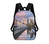 sinyumoney Bruges in Coordinates Sacs À Dos Scolaires Pour Enfants, Sac D'école Imprimé En 3D Pour Garçons, Élèves Du Primaire Et Du Collège 17inch