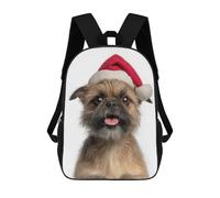 sinyumoney Brussels Griffon Dog with Santa Hat Sacs À Dos Pour Enfants, Cartables Imprimés En 3D, Sacs À Dos Pour Élèves Du Primaire Et Du Collège (garçons Et Filles) 17inch