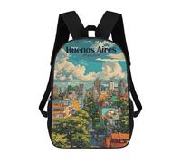 sinyumoney Buenos Aires Argentina Cityscape Illustration Sac À Dos Imprimé En 3D, Sac D'école Décontracté Et Tendance Pour Enfants, Sac D'école Pour Garçons, Collégiens 17inch