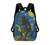 sinyumoney Buffalo Reading on Toilet, Starry Night Sac À Dos Scolaire Pour Enfants 17 Pouces, Sac À Dos Décontracté Pour Les Voyages, Grand Sac À Dos De Jour Pour Garçons Et Filles 17inch