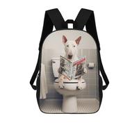 sinyumoney Bull Terrier on The Toilet Sacs À Dos Pour Enfants, Sac D'école Imprimé En 3D, Cartable Pour Enfants, Sac De Voyage, Sac À Dos Garçon Fille, Sac D'école Pour Enfants 17inch