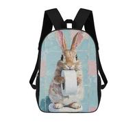 sinyumoney Bunny with Toilet Paper Sac À Dos Enfant, Cartable Imprimé En 3D Pour Garçons Et Adolescents 17inch