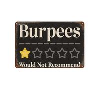 sinyumoney Burpees One Star Review Affiche Rétro En Métal, Plaque Décorative Chic En Fer Forgé Pour Salle De Bain, Chambre, Ferme, Café, Magasin7.9 x11.8