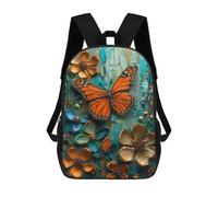 sinyumoney Butterfly And Flowers Textured Painting Sac À Dos Scolaire Enfant Tendance Et Décontracté, Sac À Dos Imprimé En 3D Pour Garçon, Grand Sac À Dos 17inch
