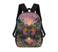 sinyumoney Butterfly Garden Sunset Sac À Dos Imprimé 3D Pour Enfants, Sac À Dos Léger Pour Écoliers Et Écoliers, Sac À Goûter Pour La Crèche 17inch