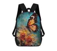 sinyumoney Butterfly on Flowers Sac À Dos Scolaire Pour Adolescents, Imprimé En 3D, Ajustable, À Poches Tendance, Pour Enfants, Garçons, Filles, Étudiants Et Adolescents 17inch
