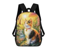 sinyumoney Calico Cat in A Fantasy World Sac À Dos Scolaire Pour Enfants, Imprimé En 3D, Pour Garçons, Élèves Du Primaire Et Du Collège 17inch