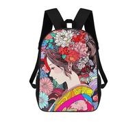 sinyumoney Calm Girl Kimono Flowers Sac À Dos Scolaire Enfant Tendance Et Décontracté, Sac À Dos Imprimé En 3D Pour Garçon, Grand Sac À Dos 17inch