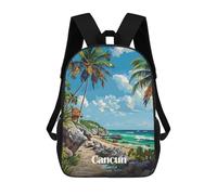 sinyumoney Cancun Mexico Beach Paradise Sac À Dos Enfant, Cartable Imprimé En 3D Pour Garçons Et Adolescents 17inch