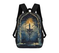 sinyumoney Candle in Gothic Archway Sacs À Dos Pour Enfants, Sac D'école Imprimé En 3D, Cartable Pour Enfants, Sac De Voyage, Sac À Dos Garçon Fille, Sac D'école Pour Enfants 17inch
