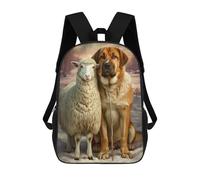 sinyumoney Canine Sheep Friendship Winter Scene Sacs À Dos Pour Enfants, Sac À Dos Scolaire Imprimé En 3D Pour Enfants, Sac À Dos De Voyage, Sac À Livres Pour Enfants 17inch Sac D'école