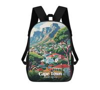 sinyumoney Cape Town, South Africa Illustration Sac À Dos Scolaire Pour Adolescents, Imprimé En 3D, Ajustable, À Poches Tendance, Pour Enfants, Garçons, Filles, Étudiants Et Adolescents 17inch