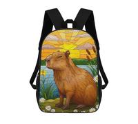 sinyumoney Capybara by The Lake at Sunset Sacs À Dos Scolaires Pour Enfants, Sac D'école Imprimé En 3D Pour Garçons, Élèves Du Primaire Et Du Collège 17inch