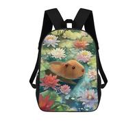sinyumoney Capybara in A Lily Pond Sacs À Dos Pour Enfants, Cartables Imprimés En 3D, Sacs À Dos Pour Élèves Du Primaire Et Du Collège, Garçons Et Filles 17inch