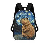 sinyumoney Capybara Starry Night Sac À Dos Scolaire Imprimé En 3D Pour Enfants, Sac À Dos De Voyage Tendance Et Décontracté Pour Écoliers 17inch
