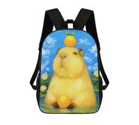 sinyumoney Capybara with Orange Fruit Sac À Dos Enfant Tendance Et Amusant, Sac À Dos Pour Garçons Et Adolescents, Sac D'école Imprimé En 3D Pour Garçons 17inch