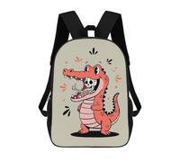 sinyumoney Cartoon Alligator Eating Skeleton Thumbs Up Sac À Dos Scolaire Imperméable, Sac À Dos Professionnel Pour Garçons/filles/adolescents 17inch