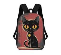 sinyumoney Cartoon Black Cat with Yellow Eyes Sac À Dos, Cartable Imprimé En 3D, Sac À Goûter, Sac À Dos De Voyage, Sac À Dos Entre Amis, Sac À Dos Scolaire Pour Filles Et Garçons 17inch