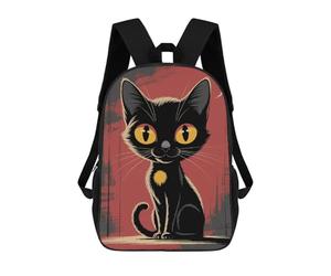 sinyumoney Cartoon Black Cat with Yellow Eyes Sacs À Dos Pour Enfants, Cartables Imprimés En 3D, Sacs À Dos Pour Élèves Du Primaire Et Du Collège (garçons Et Filles) 17inch