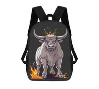 sinyumoney Cartoon Bull with Flames Sac À Dos Scolaire Imprimé En 3D Pour Garçons Et Filles, Sac À Dos Pour Ordinateur Portable Pour Enfants/étudiants/adultes 17inch