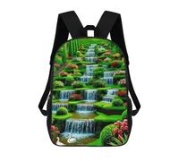sinyumoney Cascading Waterfall Garden with Swans Sac À Dos Scolaire Pour Enfants Imprimé En 3D, Idéal Pour Les Voyages Et Les Livres 17inch