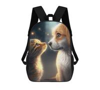 sinyumoney Cat And Dog Gazing -1 Sacs À Dos Décontractés Pour Enfants, Sacs D'école Pour Adolescents, Filles Et Garçons, Sacs À Dos Pour Livres 17inch