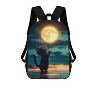 sinyumoney Cat And Moon Balloon Sac À Dos Scolaire Pour Enfants, Imprimé En 3D, Tendance Et Décontracté, Pour Garçons, Élèves Du Primaire Et Du Collège 17inch