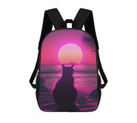 sinyumoney Cat Animal Retro Sunset Sacs À Dos Pour Enfants, Cartables Imprimés En 3D, Sacs À Dos Pour Élèves Du Primaire Et Du Collège, Garçons Et Filles 17inch