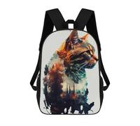 sinyumoney Cat Double Exposure Sac À Dos Imprimé 3D Pour Enfants, Sac À Dos Léger Pour Écoliers Et Écoliers, Sac À Goûter Pour La Crèche 17inch