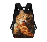 sinyumoney Cat Eating Pizza Sacs À Dos Pour Garçons, Cartables Imprimés En 3D, Sacs À Dos De Voyage Tendance Pour Garçons (primaire, Collège) 17inch