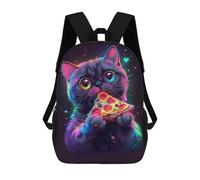 sinyumoney Cat Eating Pizza Sacs À Dos Scolaires Pour Enfants, Sac D'école Imprimé En 3D Pour Garçons, Élèves Du Primaire Et Du Collège 17inch