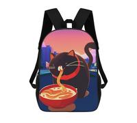 sinyumoney Cat Eating Ramen Sac À Dos Scolaire Imprimé En 3D, Sac À Dos Décontracté Pour Enfants, Sac D'école Imprimé En 3D Pour Garçons, Primaire Et Collège 17inch