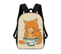 sinyumoney Cat Eating Ramen Sacs À Dos Imprimés En 3D Pour Enfants, Sacs D'école Tendance Pour Garçons, Sacs De Voyage, Sacs Scolaires Pour Élèves Du Primaire 17inch