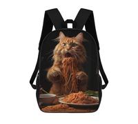 sinyumoney Cat Eating Spaghetti Sacs À Dos Scolaires Pour Enfants, Sac D'école Imprimé En 3D Pour Garçons, Élèves Du Primaire Et Du Collège 17inch
